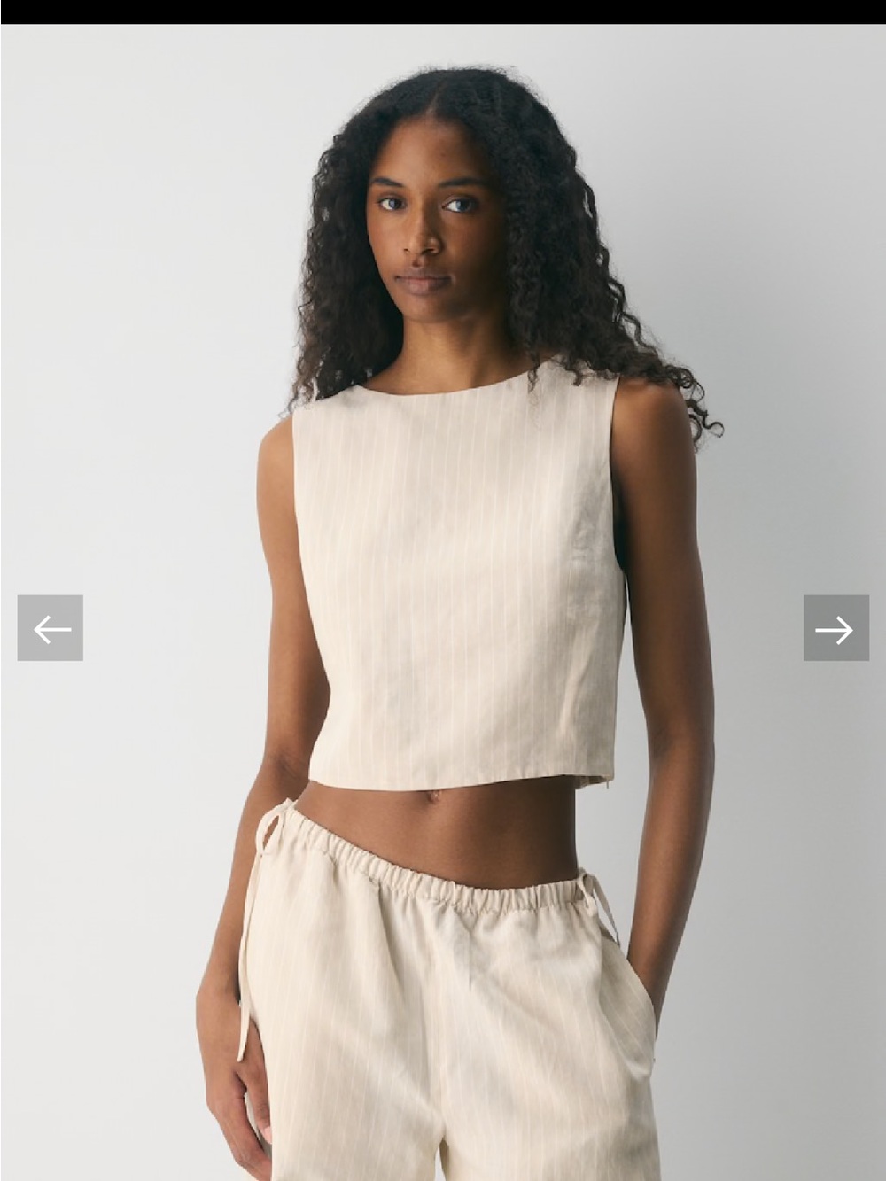 Aritzia Cream Striped Crop Top - Picture 3 of 7